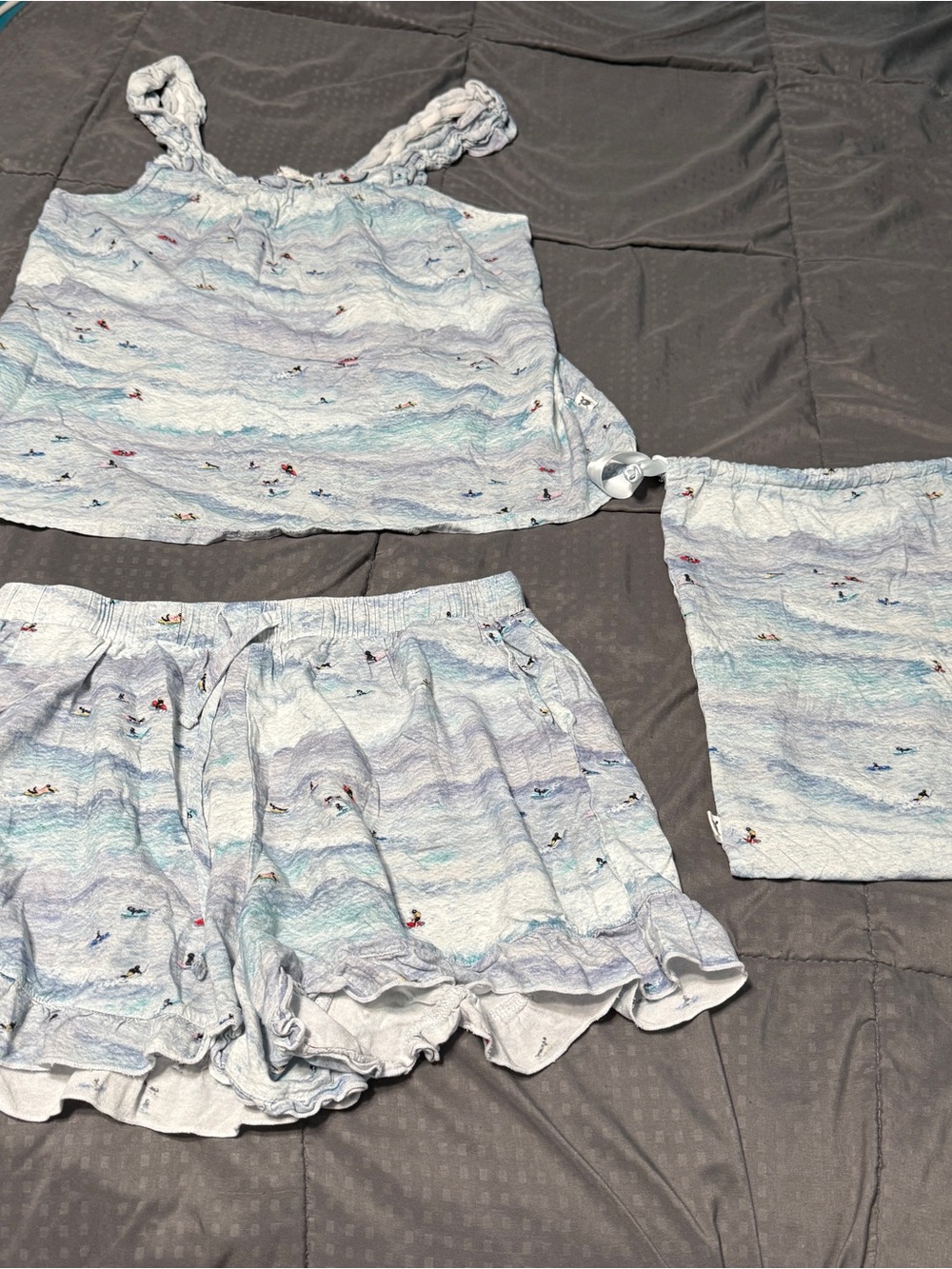Imbali Charleston Surf Dream Ruffle Short Set Size Small Shorts Tank Bag